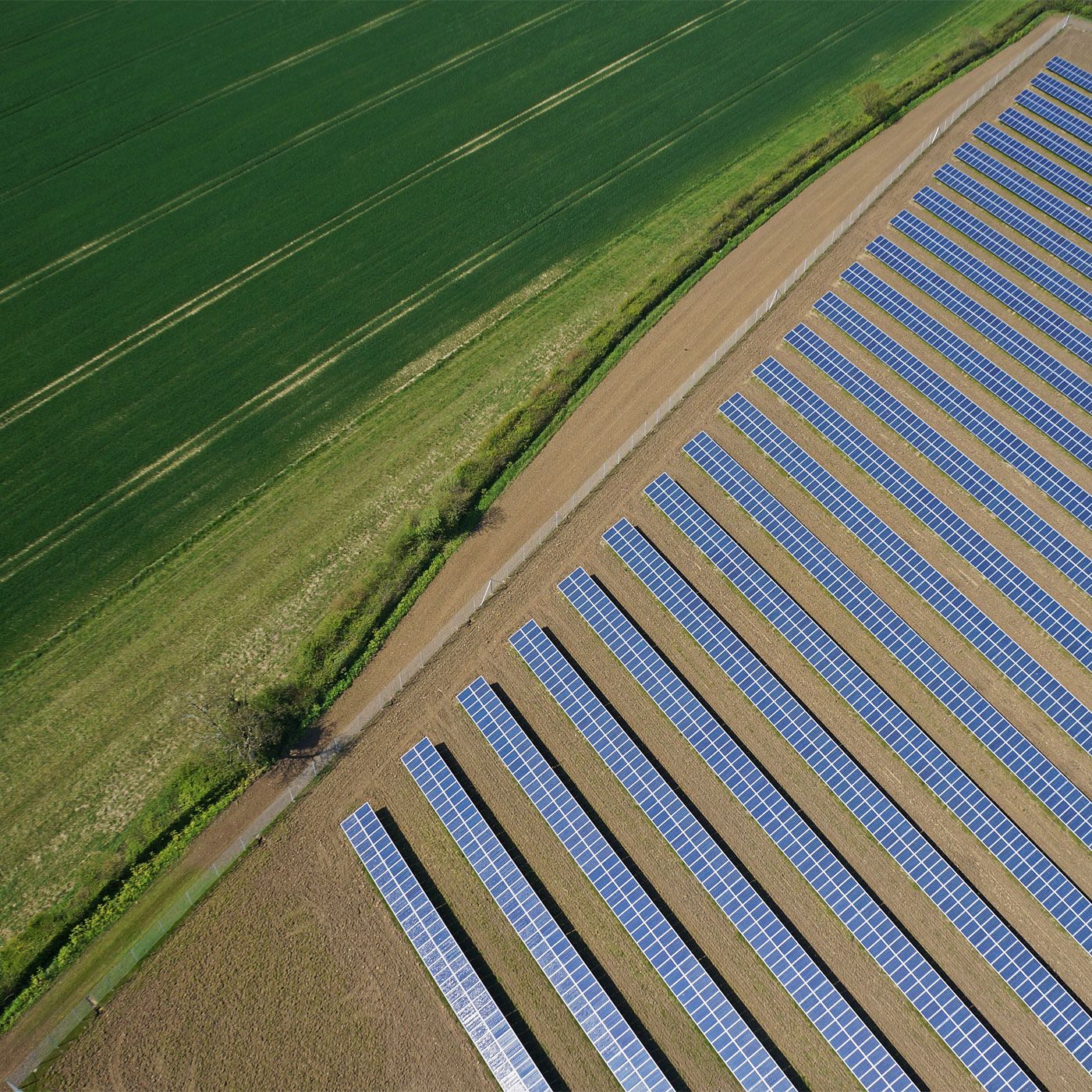 Aerial view of a solar farm